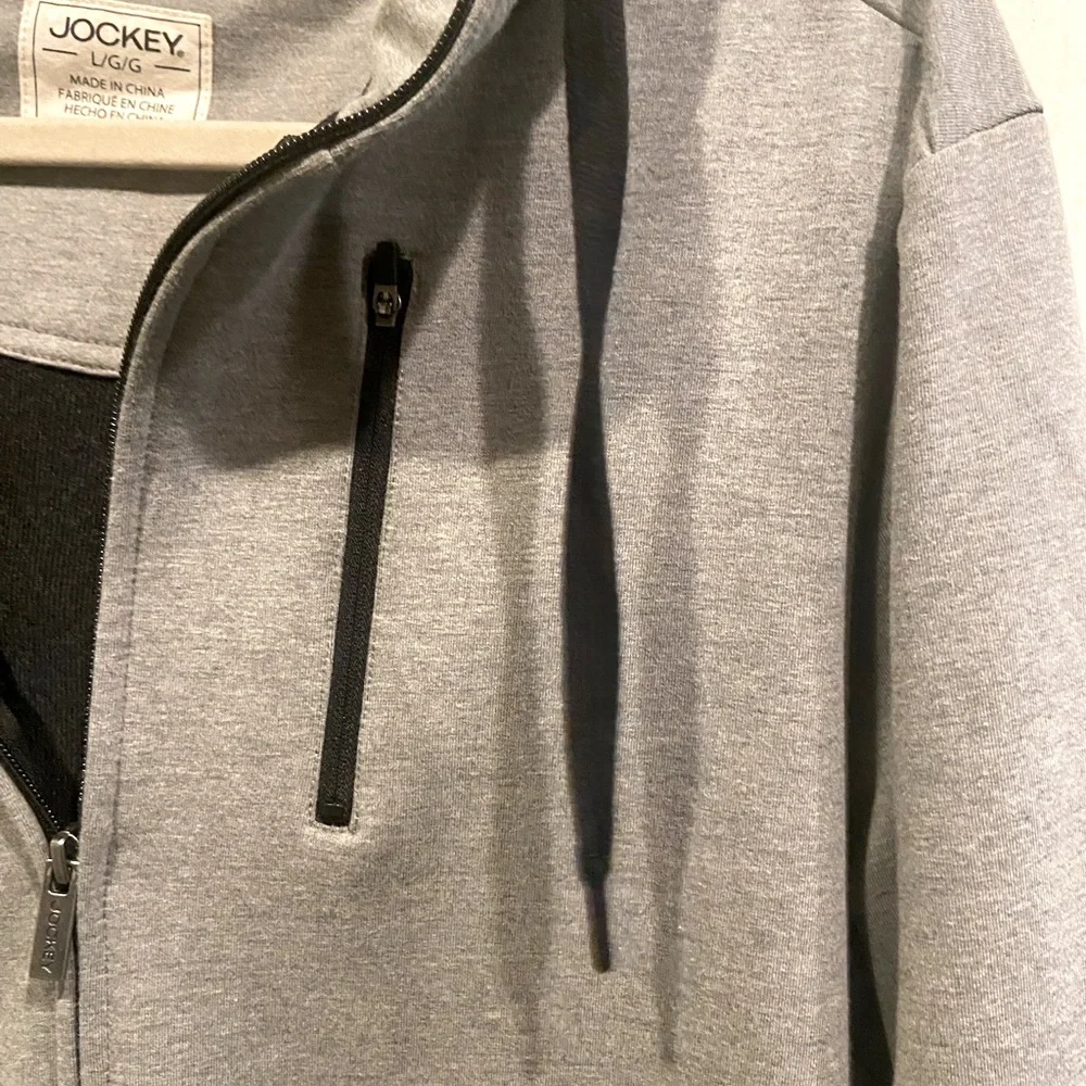 Jockey Full Zip Hoodie Men's Size Large Medium Grey